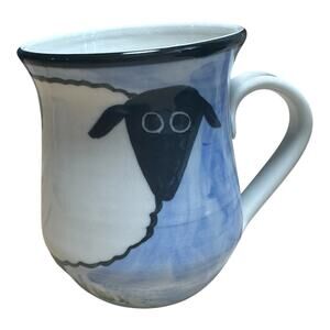 Karen Donleavy hand painted sheep Mug ceramic black face sheep signed KD